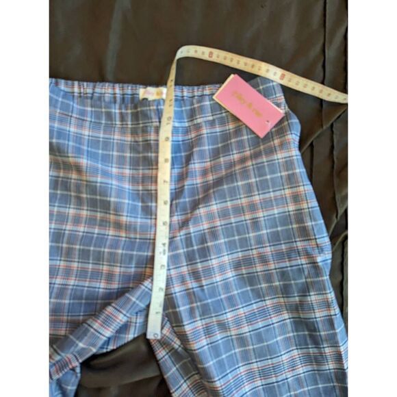 RILEY & rae Glen plaid blue checked slim cigar pants sz 0 nwt - Picture 5 of 6